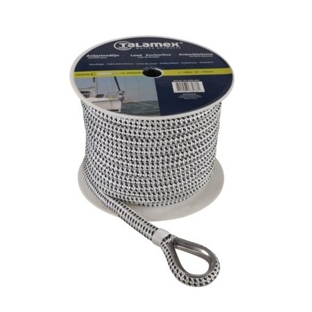 Ankerloodlijn Talamex wit-zwart RVS kous