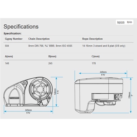 Lewmar Pro 1000 tekening