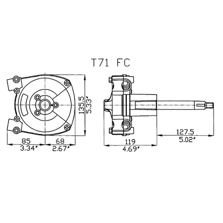 Ultraflex T71 stuurhuis tekening 1
